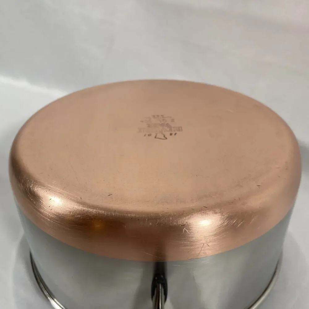 Revere Ware Copper Bottom 2 Qt Saucepan Steamer & Lid Clinton 95 h Stainless USA